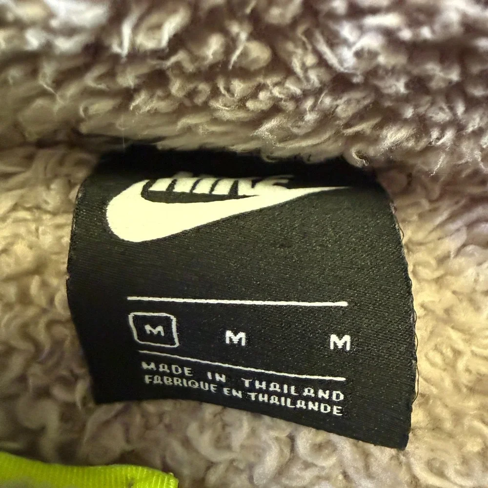Nike Sportswear Sherpa Fleece Half Zip Pullover Womens Medium Beige Neon